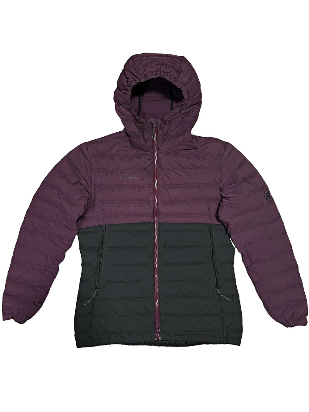 MAMMUT Pertex Microlight Down Jacket Women Sm 750+ Puffer Coat Purple Colorblock